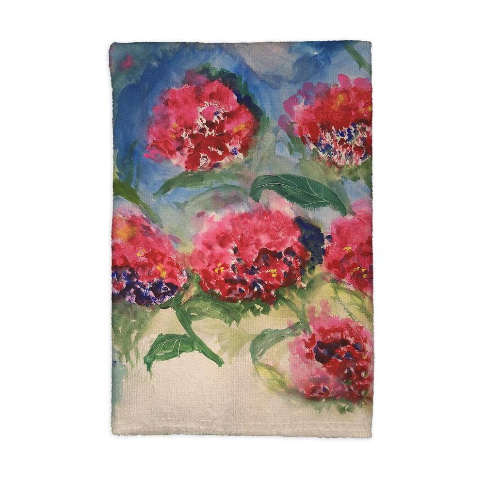 Red Geraniums Kitchen Towel. Picture 1