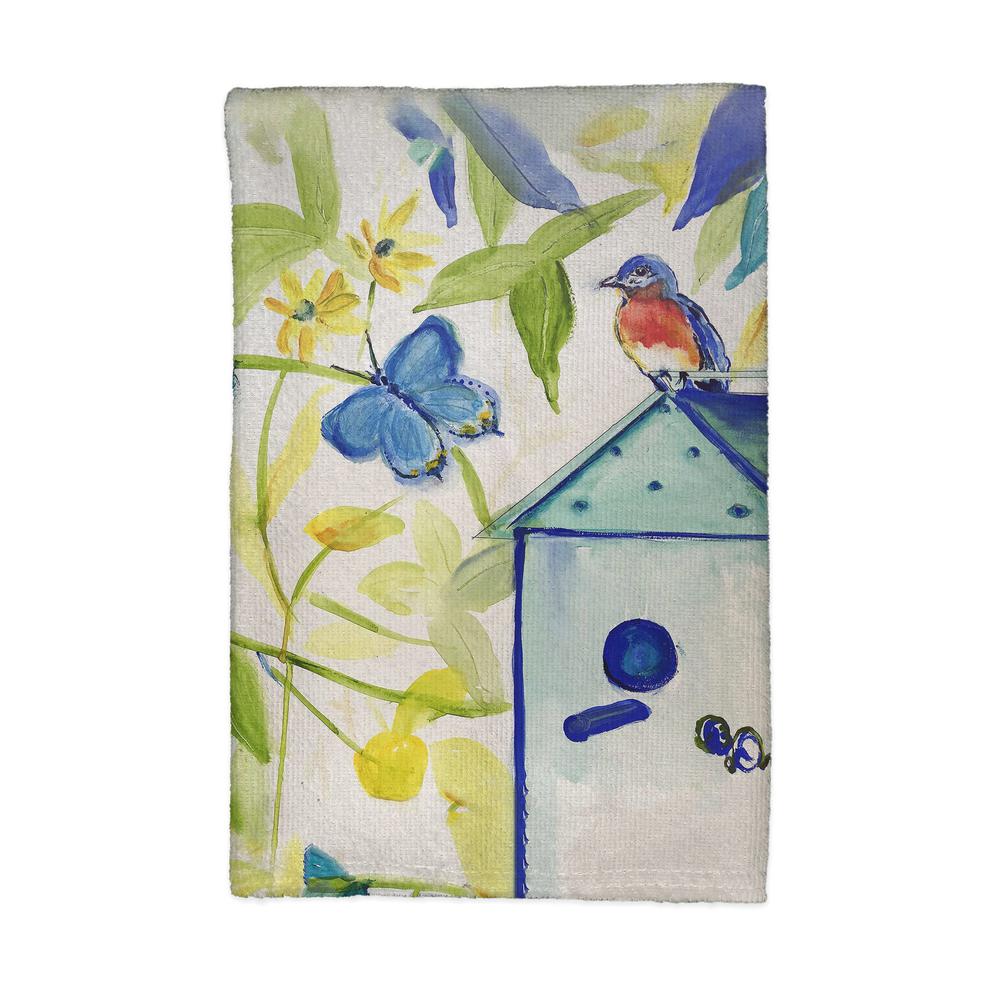 Blue Bird House Kitchen Towel. Picture 1
