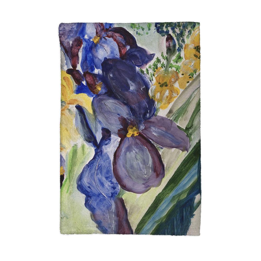 Yellow & Blue Iris Kitchen Towel. Picture 1