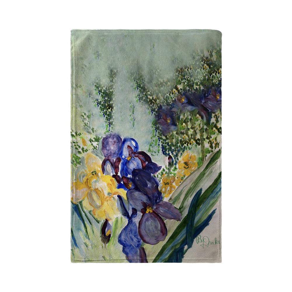 Yellow & Blue Iris Kitchen Towel. Picture 2