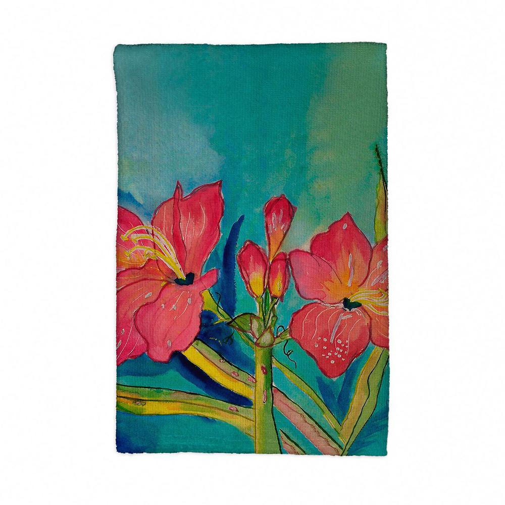 Pink Amaryllis Kitchen Towel. Picture 1