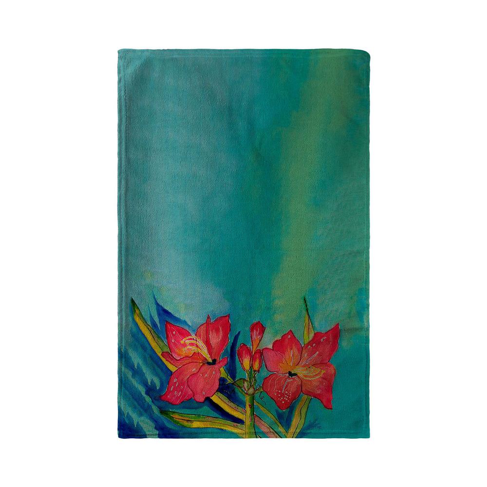 Pink Amaryllis Kitchen Towel. Picture 2