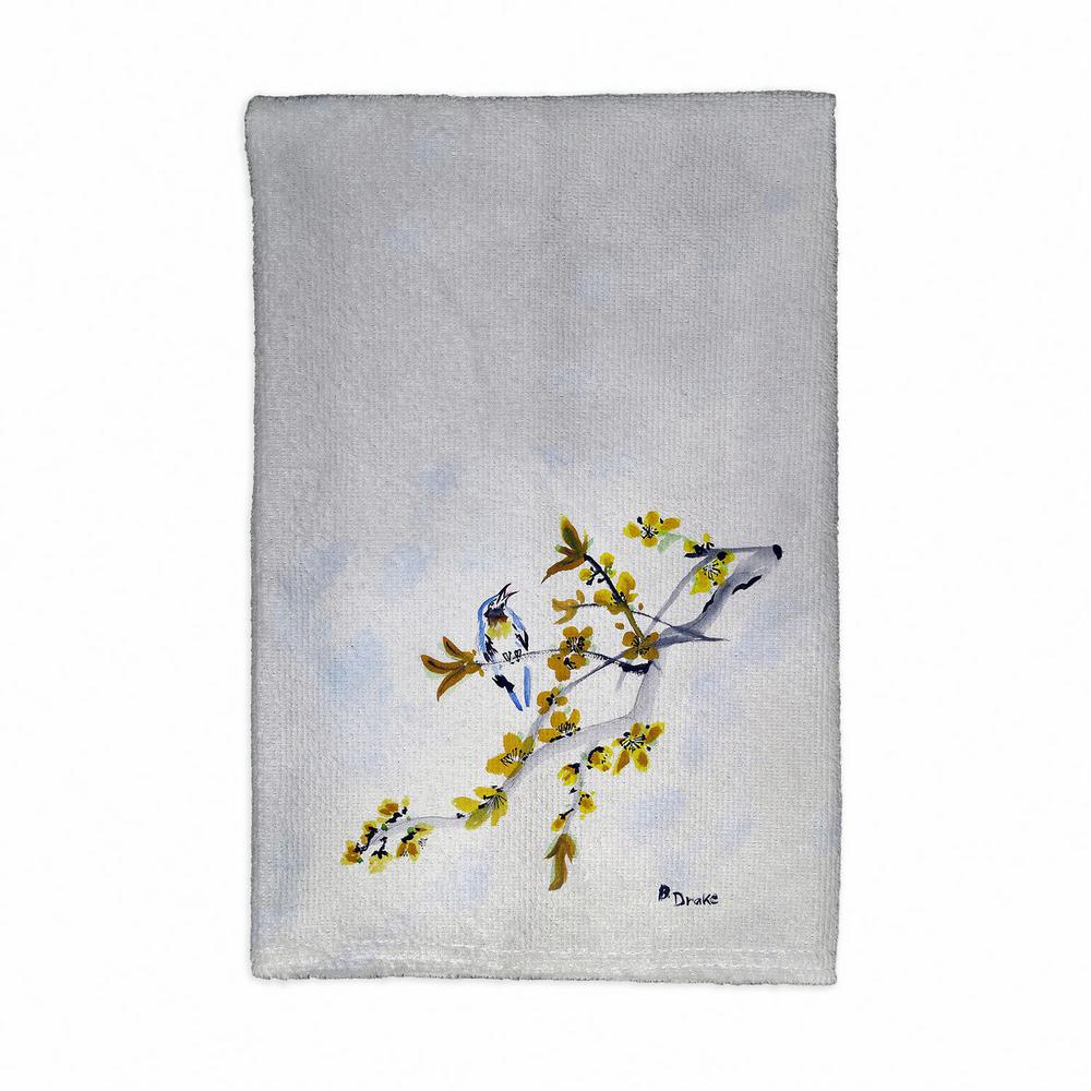 Forsythia & Bird Kitchen Towel. Picture 1