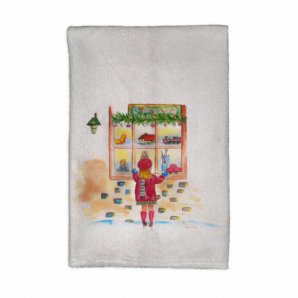 Girl in Window Kitchen Towel. Picture 1
