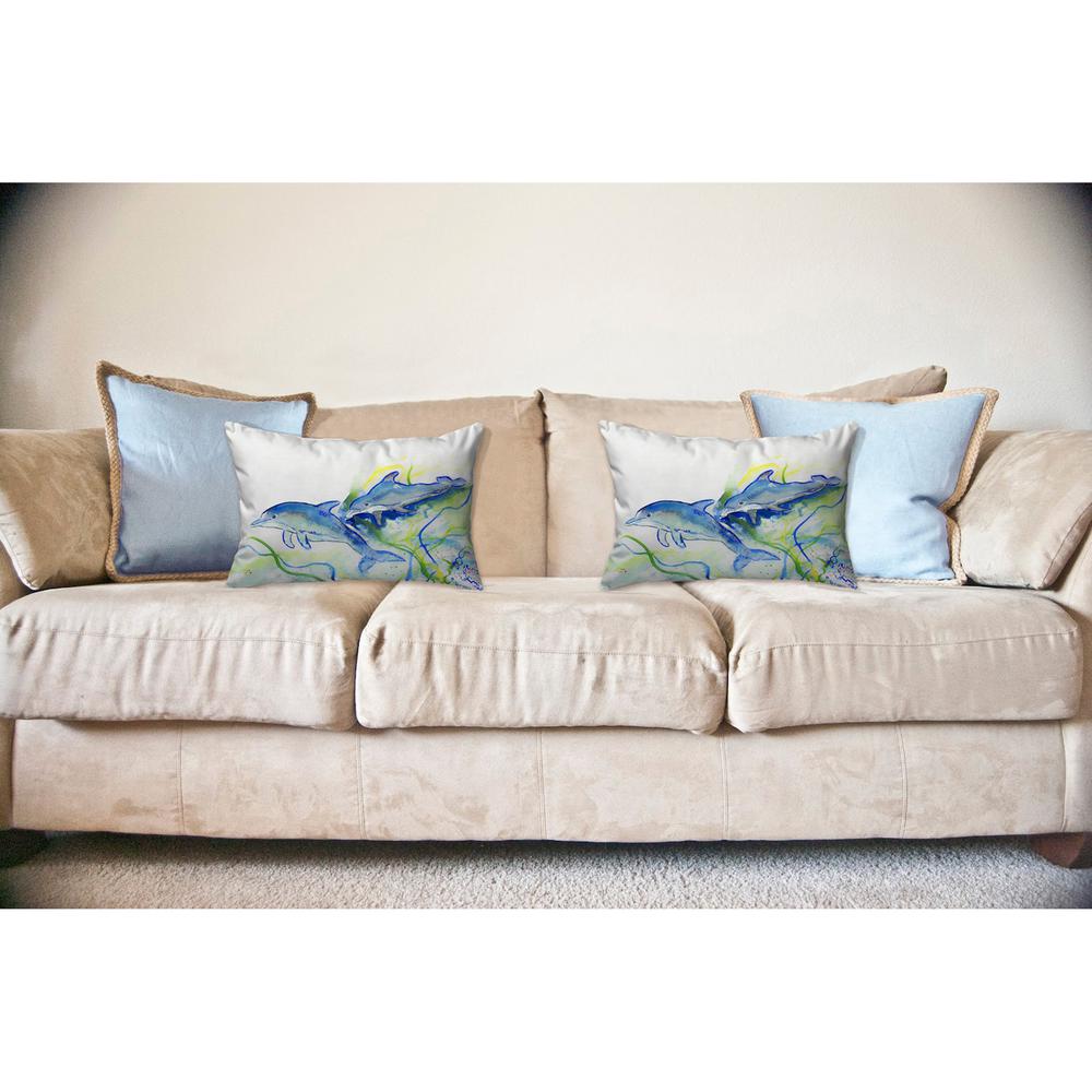 Betsy's Dolphins No Cord Pillow 16x20. Picture 2