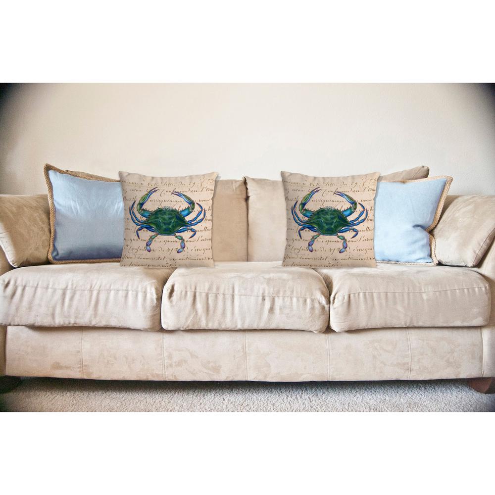 Male Blue Crab Beige No Cord Pillow 18x18. Picture 2