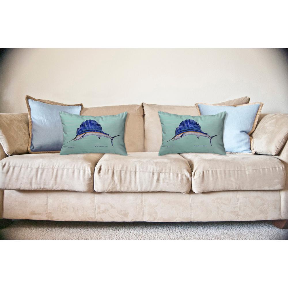 Sailfish - Teal No Cord Pillow 16x20. Picture 2