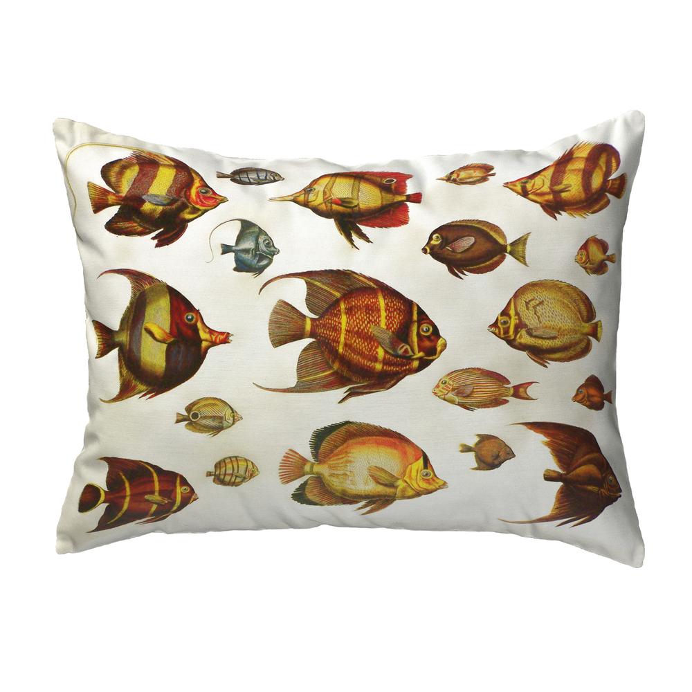 Multi Fish Antique Print Large Noncorded Pillow. Picture 1
