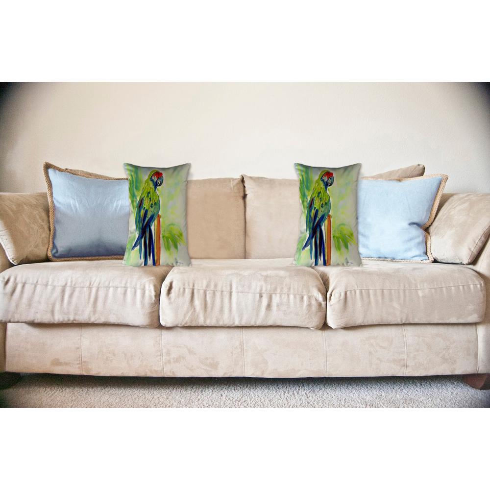 Green Parrot No Cord Pillow 16x20. Picture 2