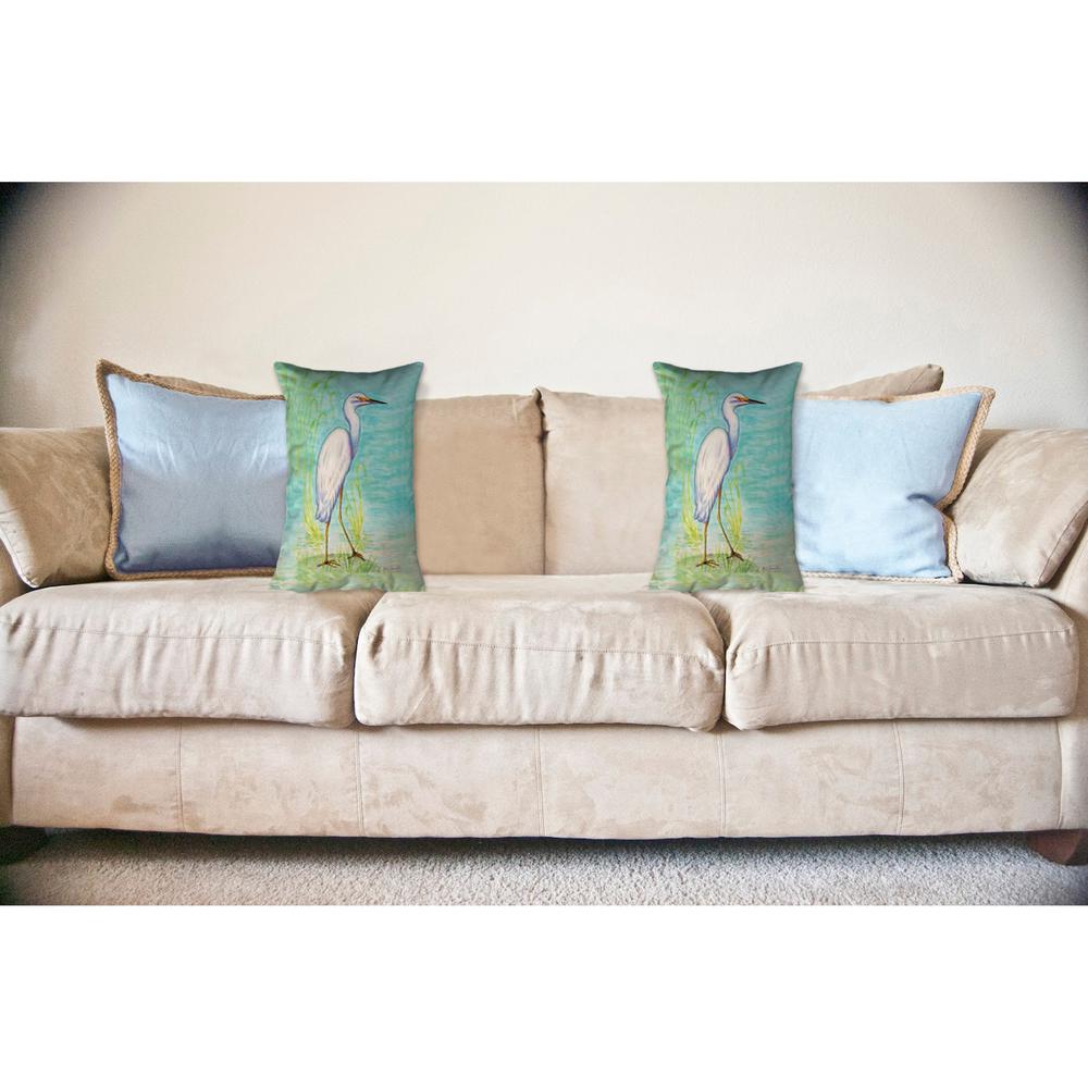 Snowy Egret No Cord Pillow 16x20. Picture 2