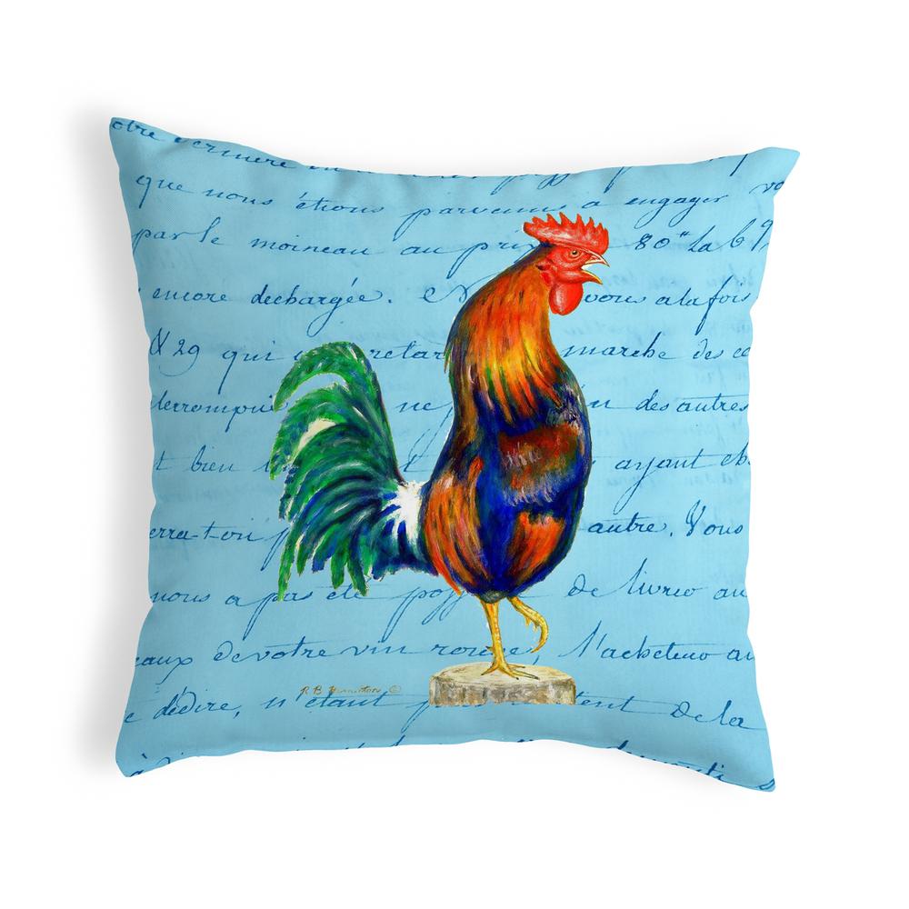 Blue Rooster Script - No Cord Pillow 18x18. Picture 1
