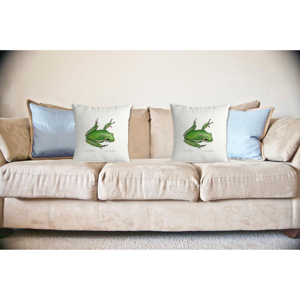 Green Treefrog No Cord Pillow 18x18. Picture 2