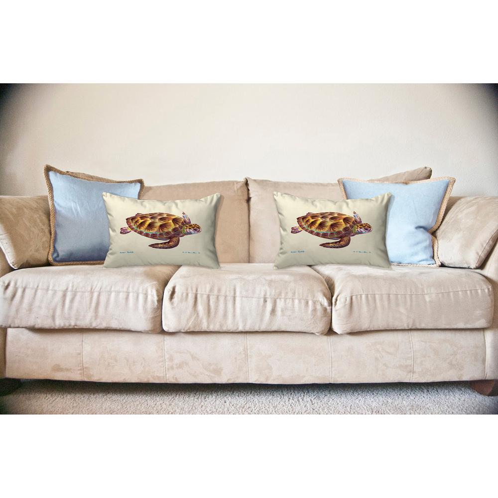 Green Sea Turtle No Cord Pillow 16x20. Picture 2