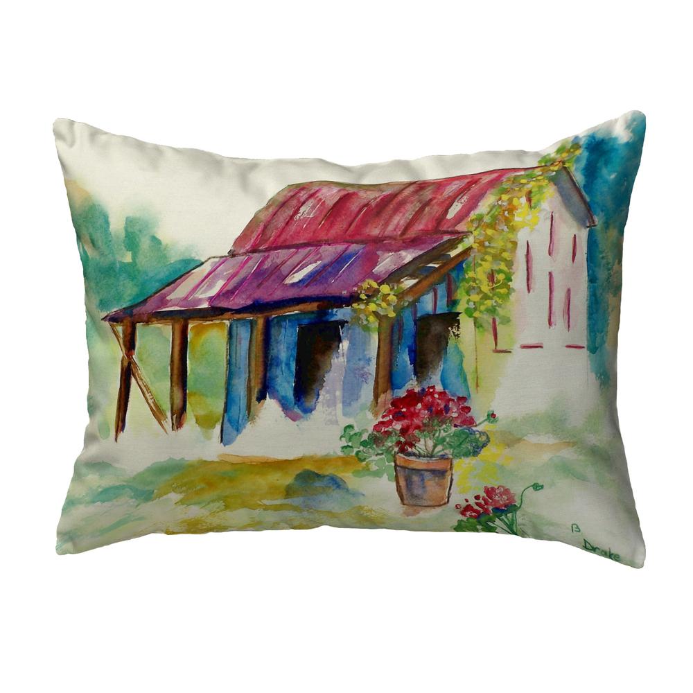 Barn & Geranium No Cord Pillow 16x20. Picture 1