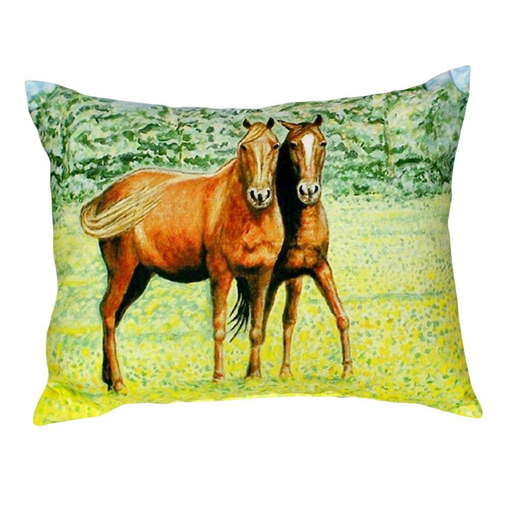 Two Horses No Cord Pillow 16x20. Picture 1