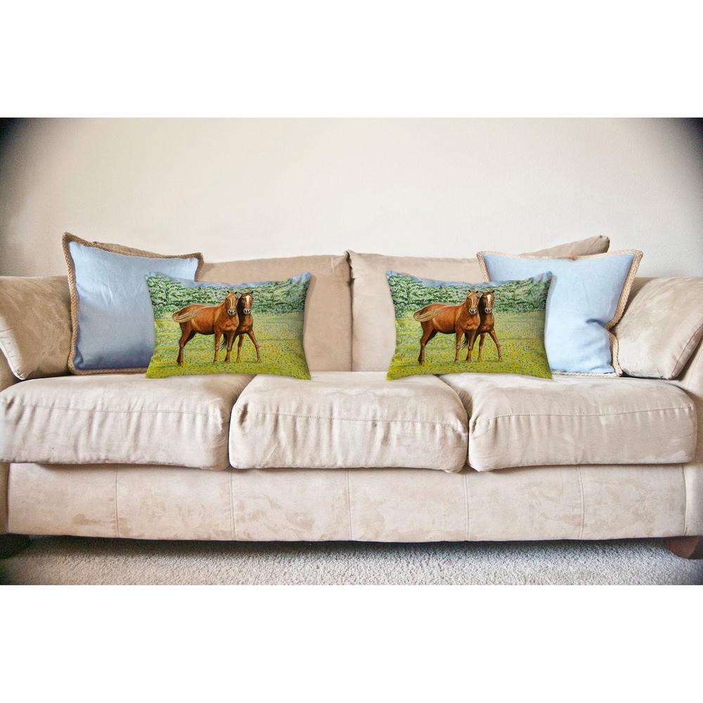 Two Horses No Cord Pillow 16x20. Picture 2
