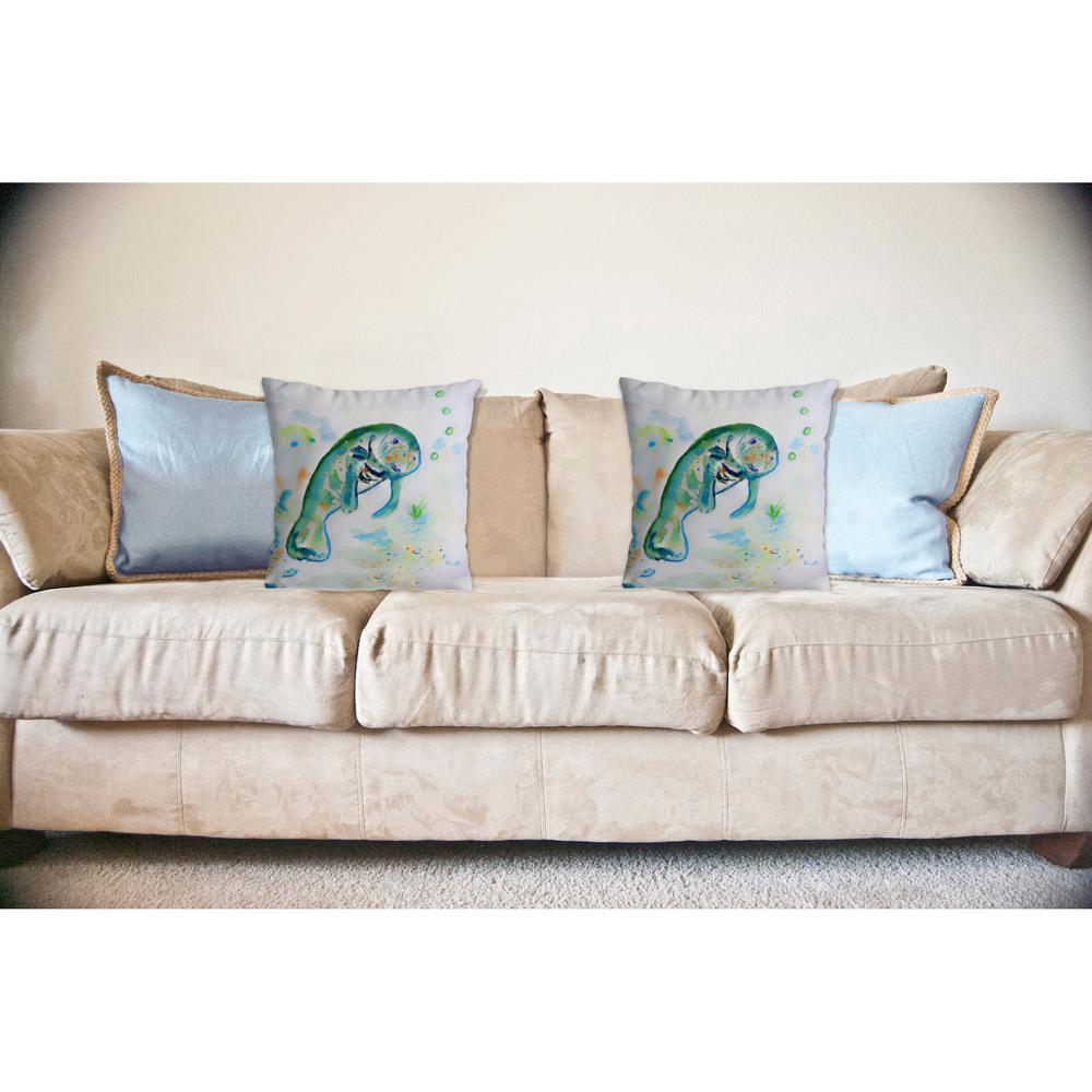 Betsy's Manatee No Cord Pillow 18x18. Picture 2