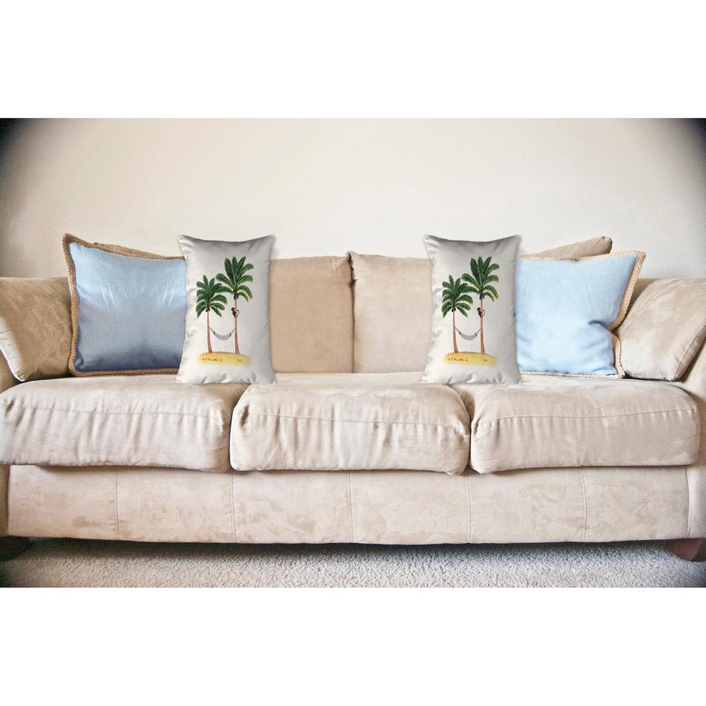 Palm Trees & Monkey No Cord Pillow 16x20. Picture 2