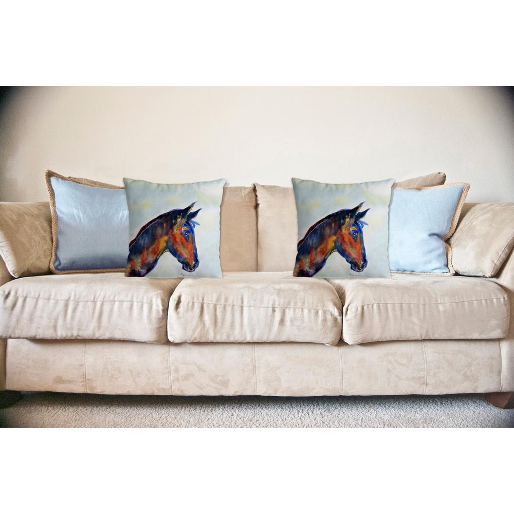 Blue Horse No Cord Pillow 18x18. Picture 2