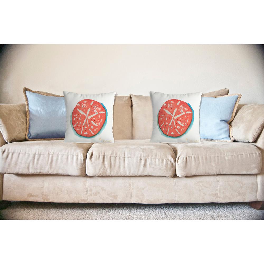 Coral Sand Dollar No Cord Pillow 18x18. Picture 2
