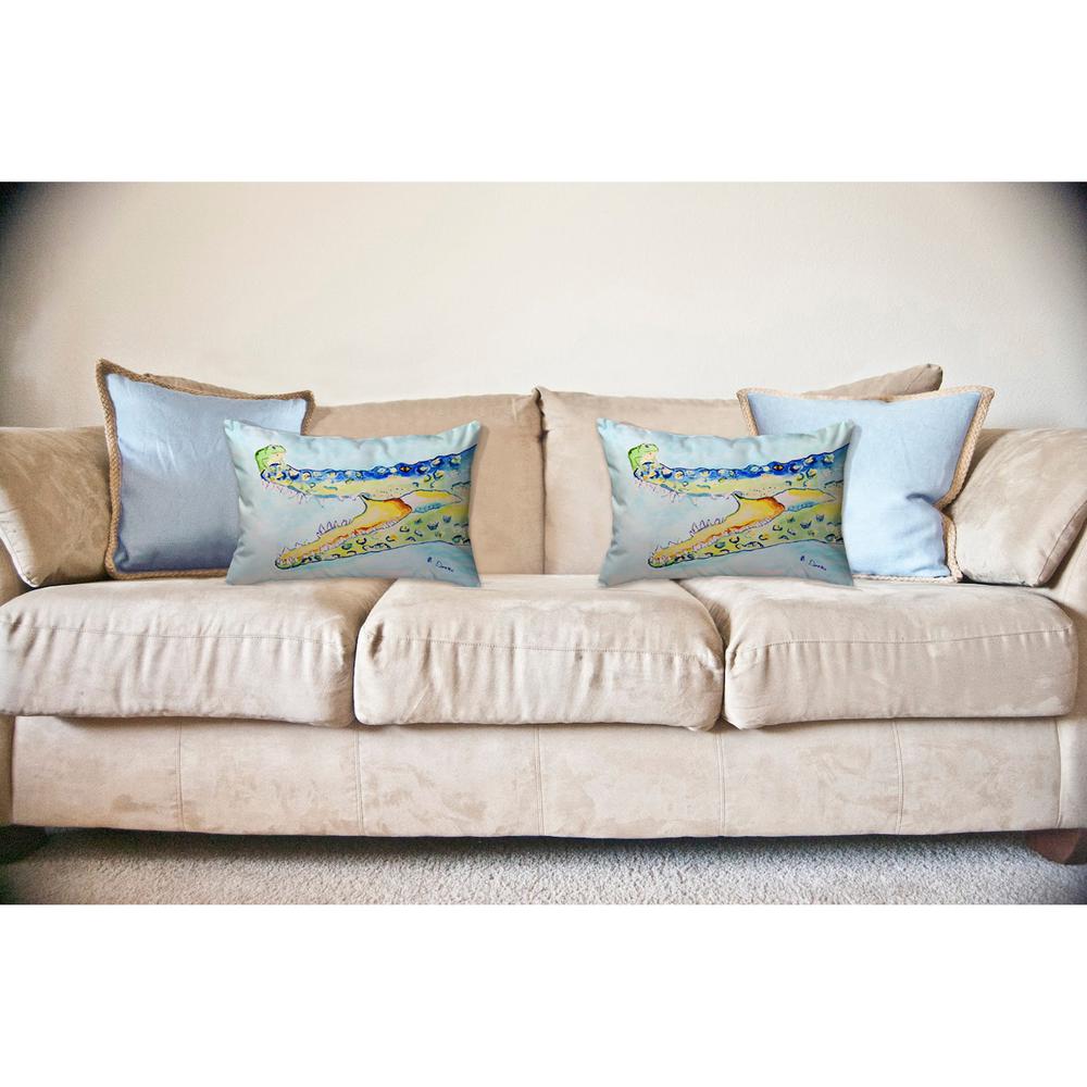 Crocodile & Frog Noncorded Indoor/Outdoor Pillow 16x20. Picture 2