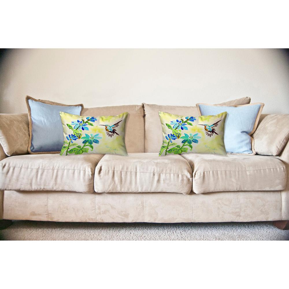 Aqua Hummingbird Noncorded Indoor/Outdoor Pillow 16x20. Picture 2