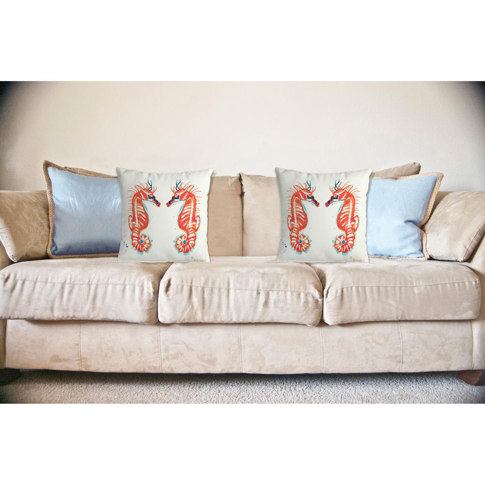 Coral Sea Horses No Cord Pillow 16x20. Picture 2