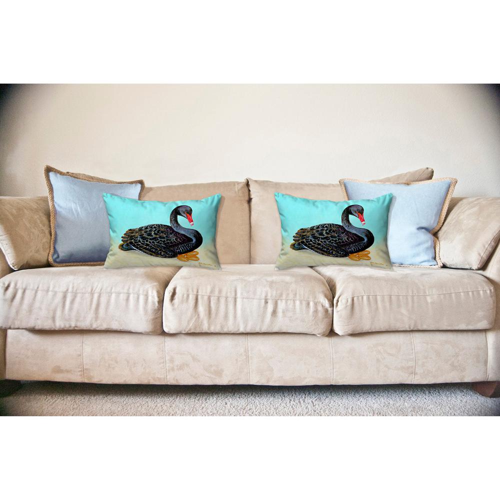 Black Swan Noncorded Indoor/Outdoor Pillow 16x20. Picture 2