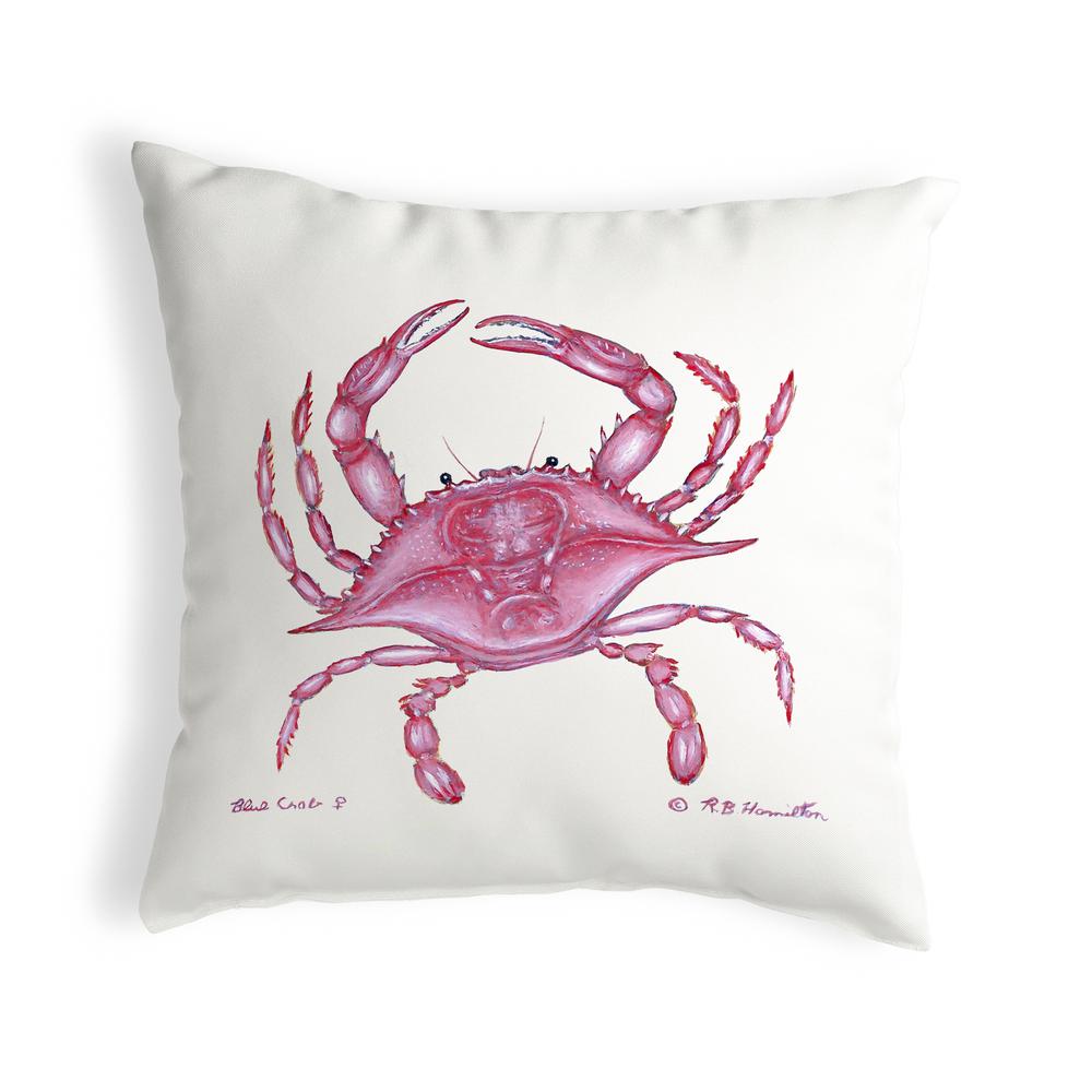 Pink Crab No Cord Pillow 18x18. Picture 1