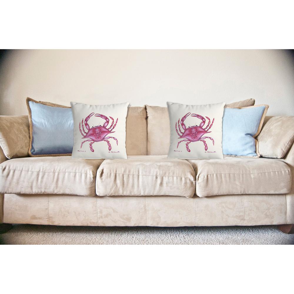 Pink Crab No Cord Pillow 18x18. Picture 2