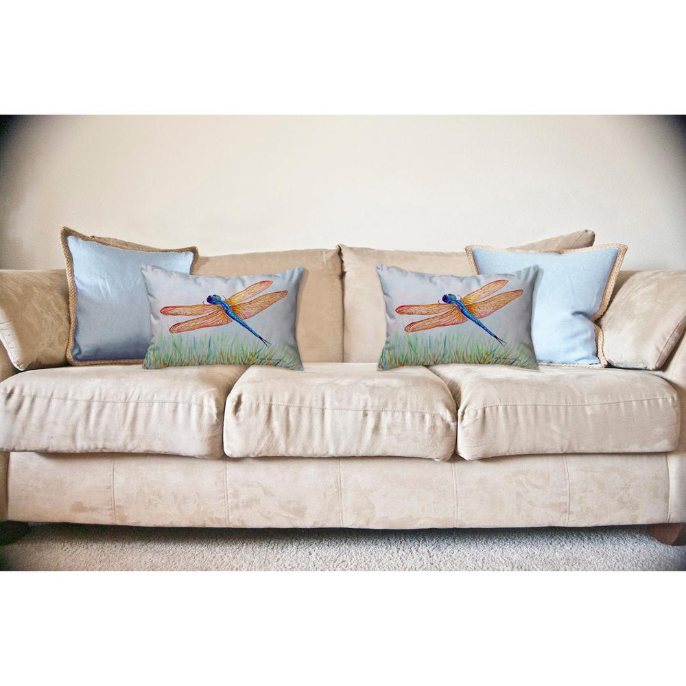 Amber & Blue Dragonfly Noncorded Indoor/Outdoor Pillow 16x20. Picture 2