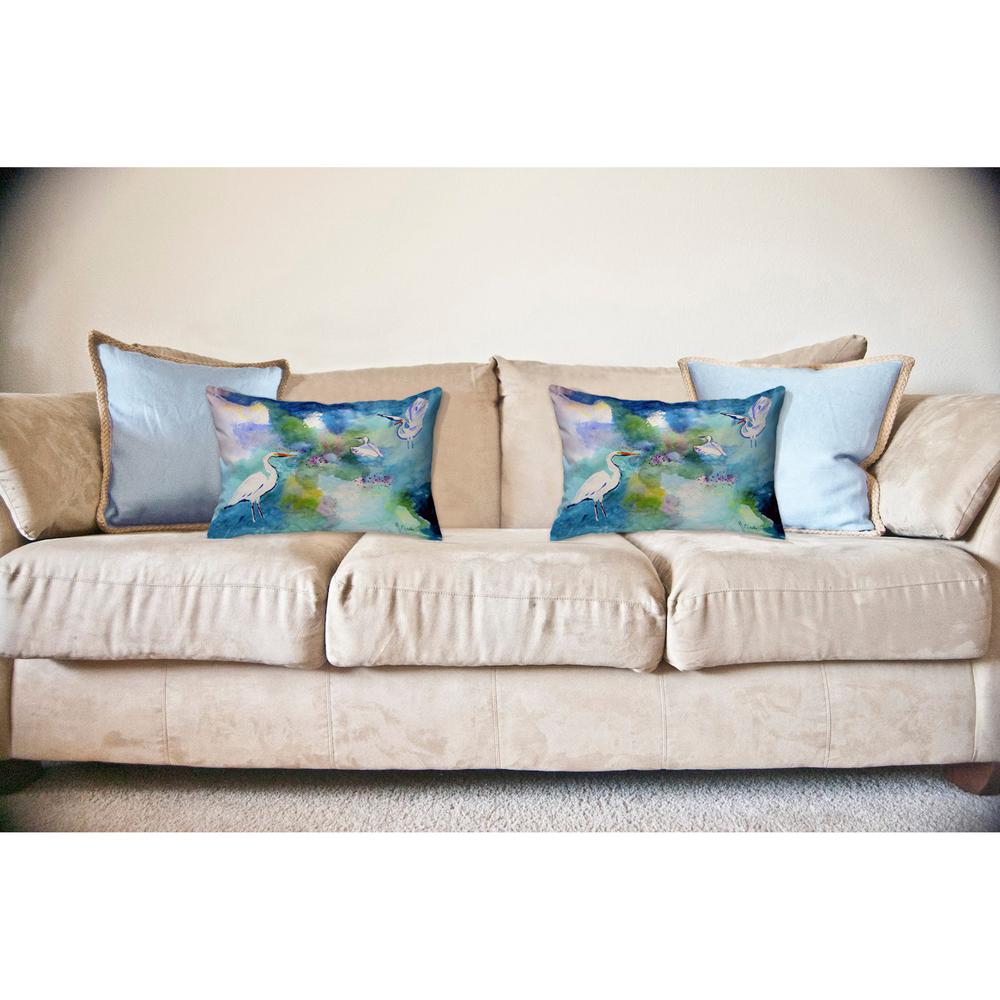 Three Egrets Noncorded Indoor/Outdoor Pillow 16x20. Picture 2