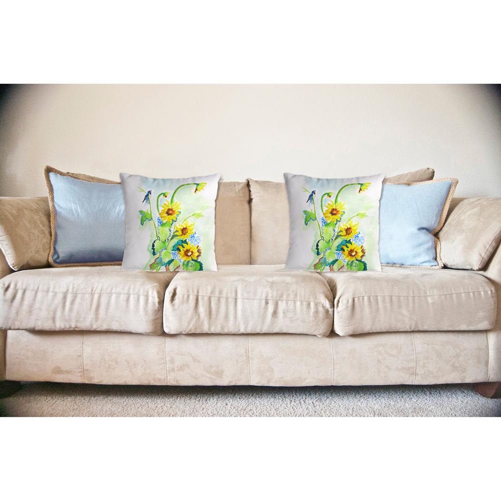 Sunflower & Bird Noncorded Indoor/Outdoor Pillow 18x18. Picture 2