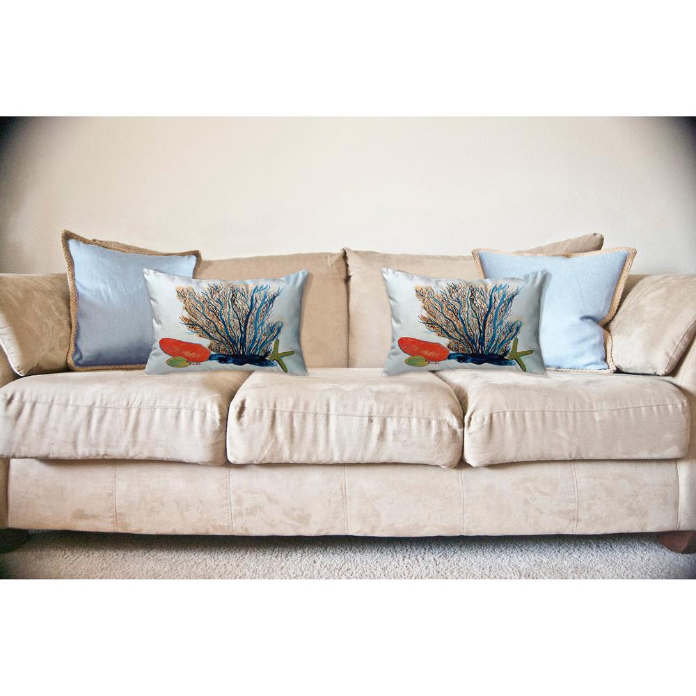 Coral & Shells Noncorded Indoor/Outdoor Pillow 16x20. Picture 2