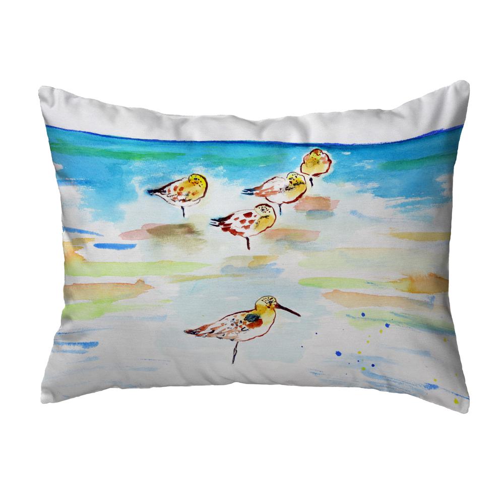Five Sanderlings Noncorded Indoor/Outdoor Pillow 16x20. Picture 1
