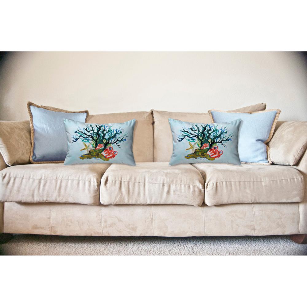 Starfish Coral Shells Noncorded Indoor/Outdoor Pillow 16x20. Picture 2