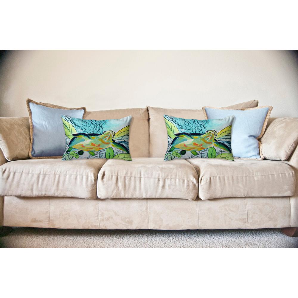 Smiling Sea Turtle No Cord Pillow 16x20. Picture 2