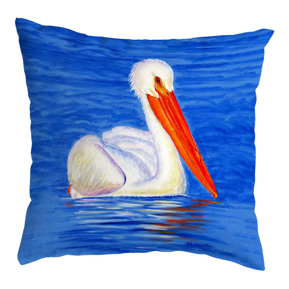 White Pelican Portrait No Cord Pillow 18x18. Picture 1