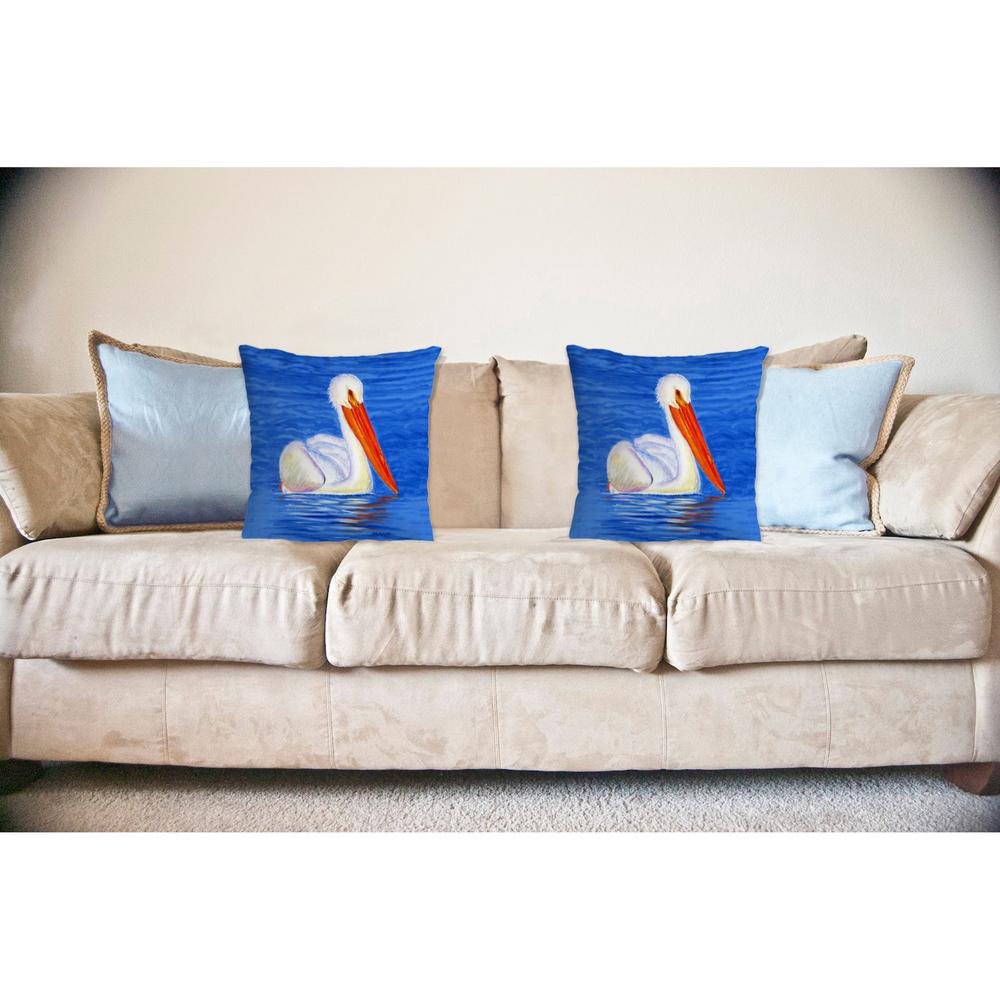 White Pelican Portrait No Cord Pillow 18x18. Picture 2