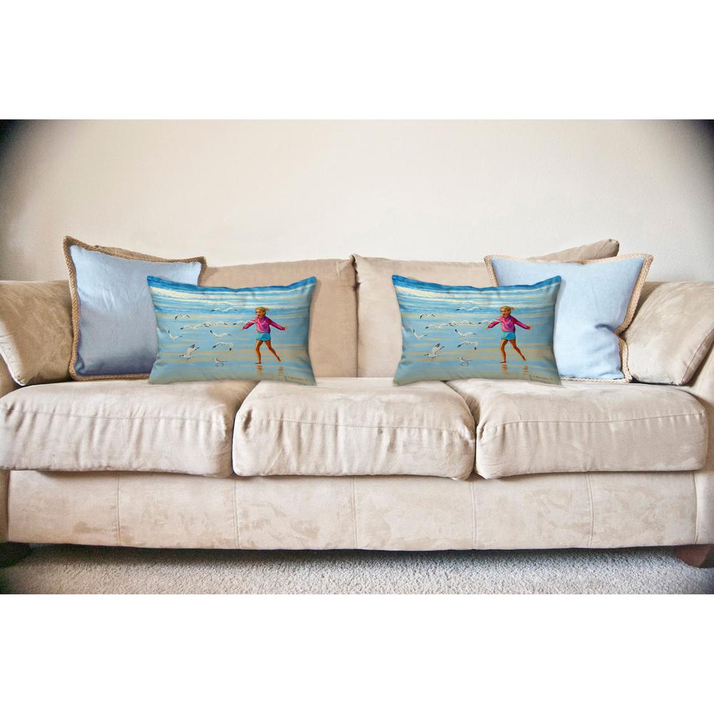 Chasing Gulls No Cord Pillow 16x20. Picture 2