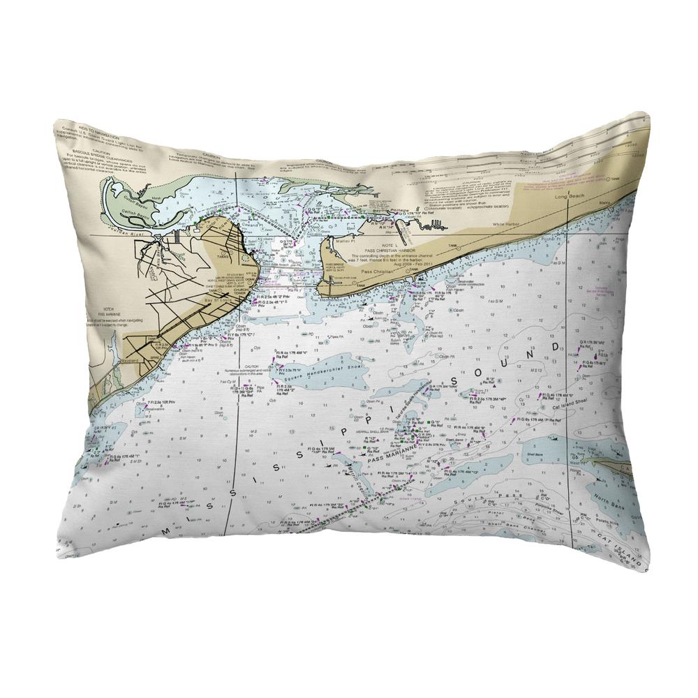 St Louis Bay, MS Nautical Map Noncorded Indoor/Outdoor Pillow 16x20. Picture 1