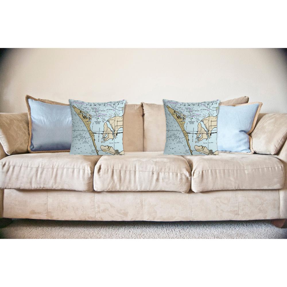 Anna Maria Island, FL Nautical Map Noncorded Indoor/Outdoor Pillow 18x18. Picture 2