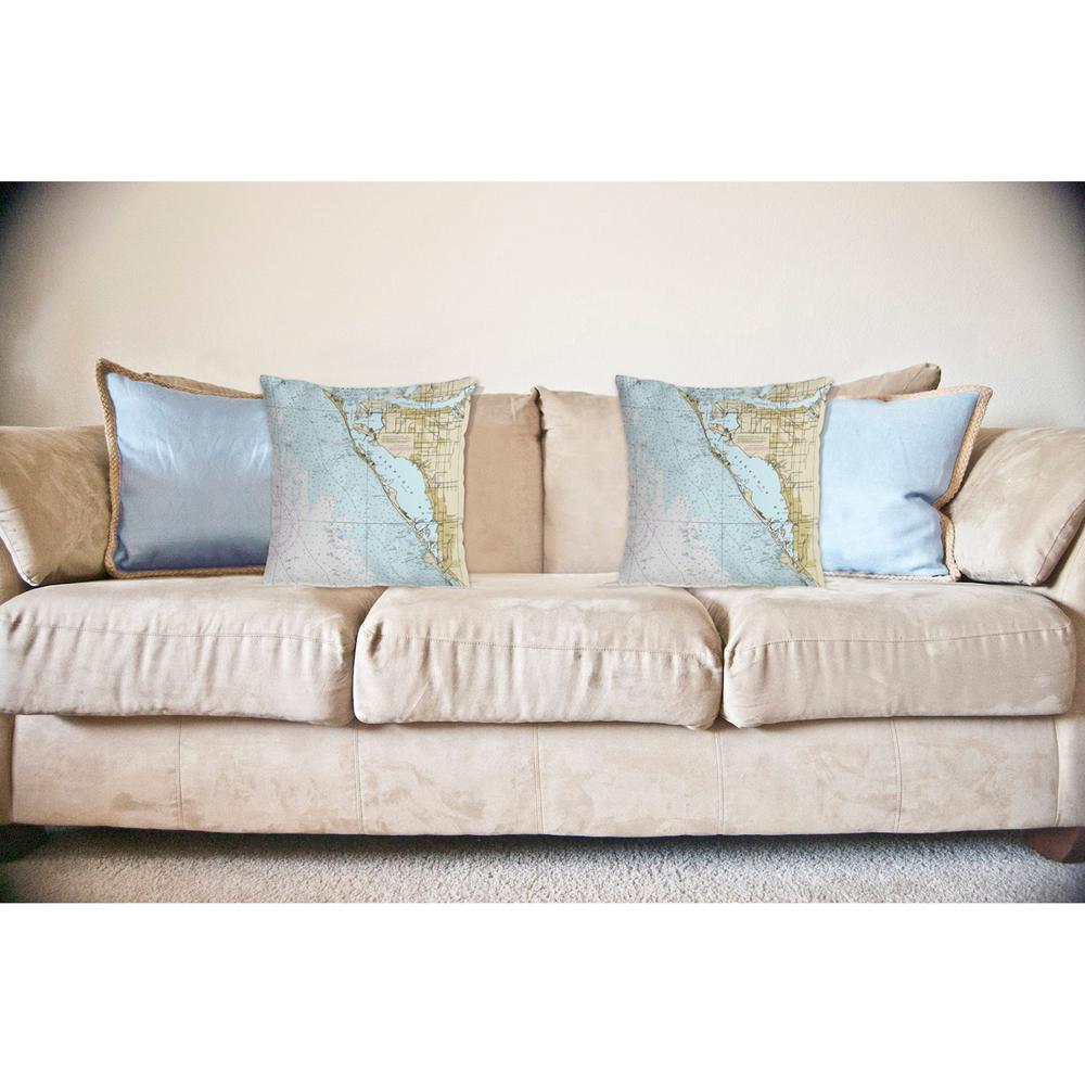 Sarasota Bay, FL Nautical Map Noncorded Indoor/Outdoor Pillow 18x18. Picture 2
