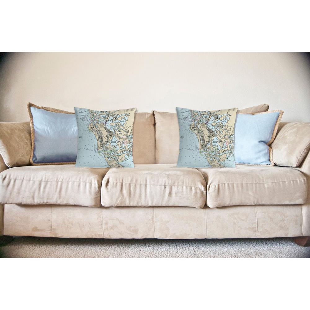 Marco Island, FL Nautical Map Noncorded Indoor/Outdoor Pillow 18x18. Picture 2