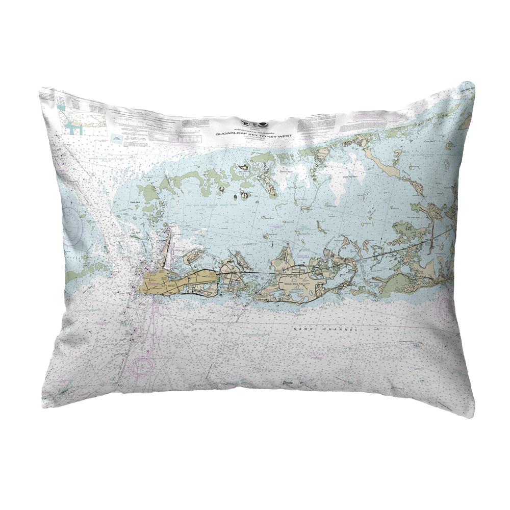 Sugarloaf Key to Key West, FL Nautical Map Noncorded Indoor/Outdoor Pillow 16x20. Picture 1
