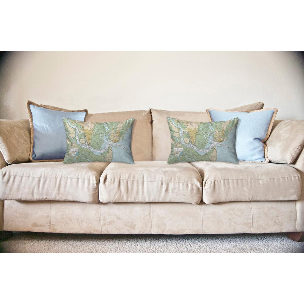 St Simons Sound, GA Nautical Map Noncorded Indoor/Outdoor Pillow 16x20. Picture 2
