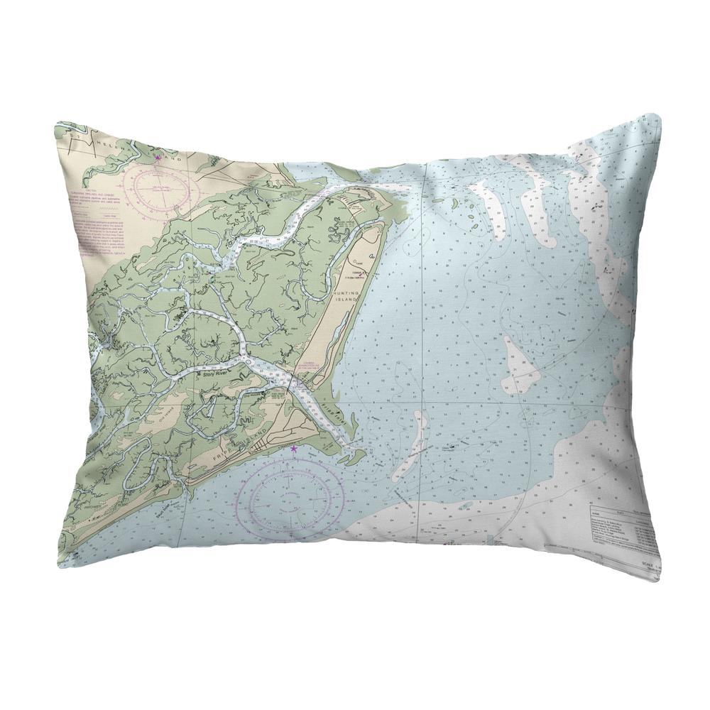 Fripp Island, SC Nautical Map Noncorded Indoor/Outdoor Pillow 16x20. Picture 1