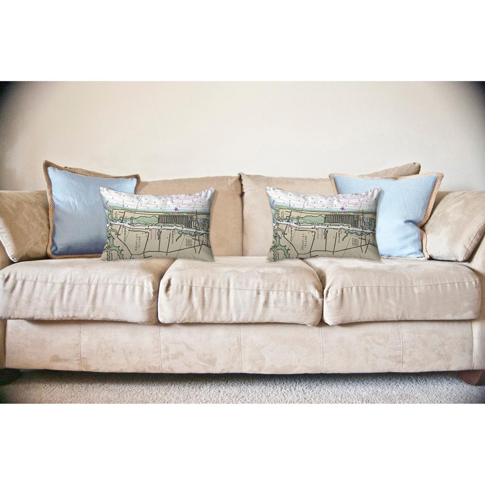 Ocean Isle, NC Nautical Map Noncorded Indoor/Outdoor Pillow 16x20. Picture 2