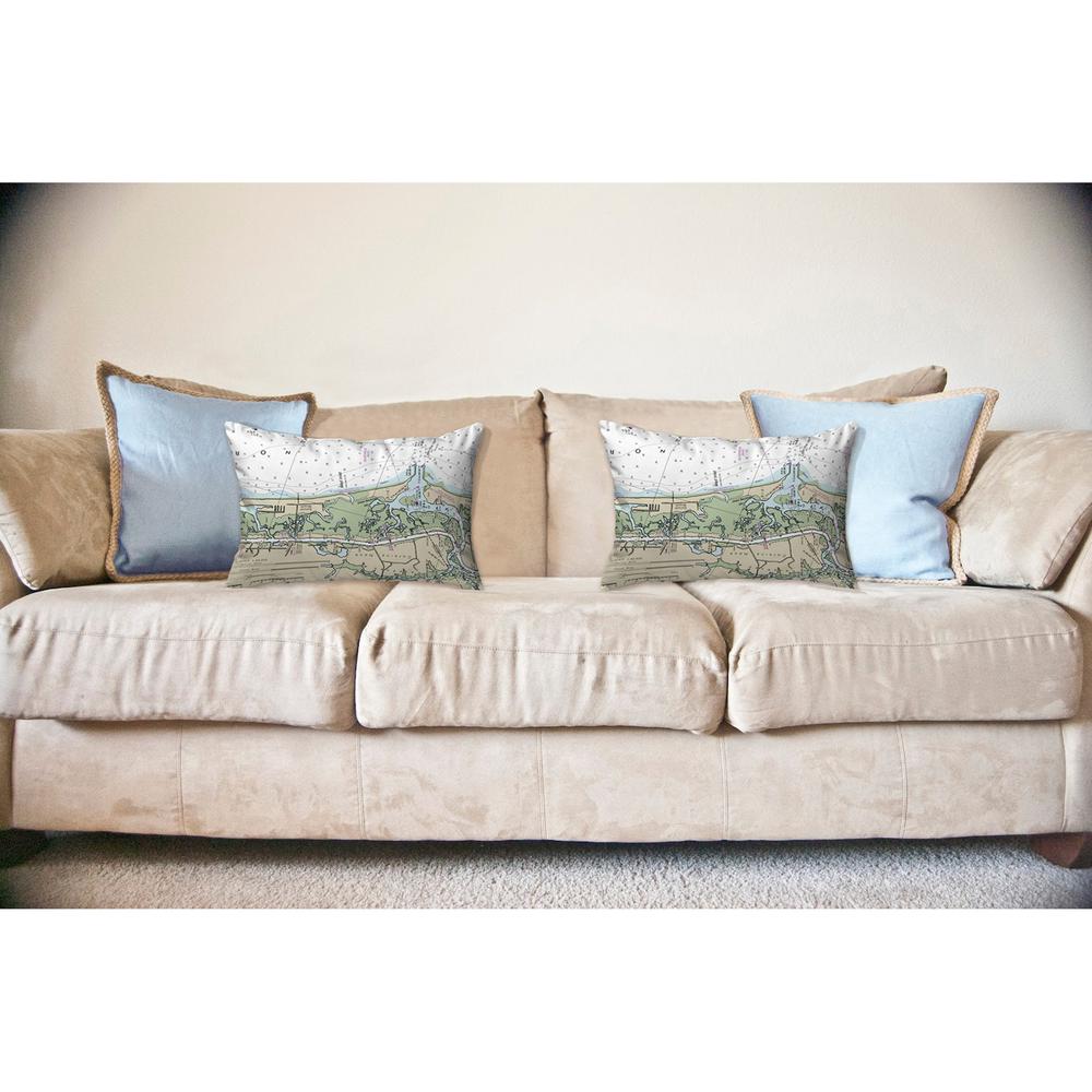 Sunset Beach, NC Nautical Map Noncorded Indoor/Outdoor Pillow 16x20. Picture 2