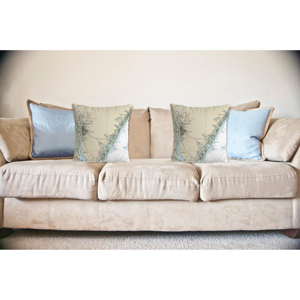 Wilmington - Wrightsville Beach, NC Nautical Map Noncorded Indoor/Outdoor Pillow 18x18. Picture 2